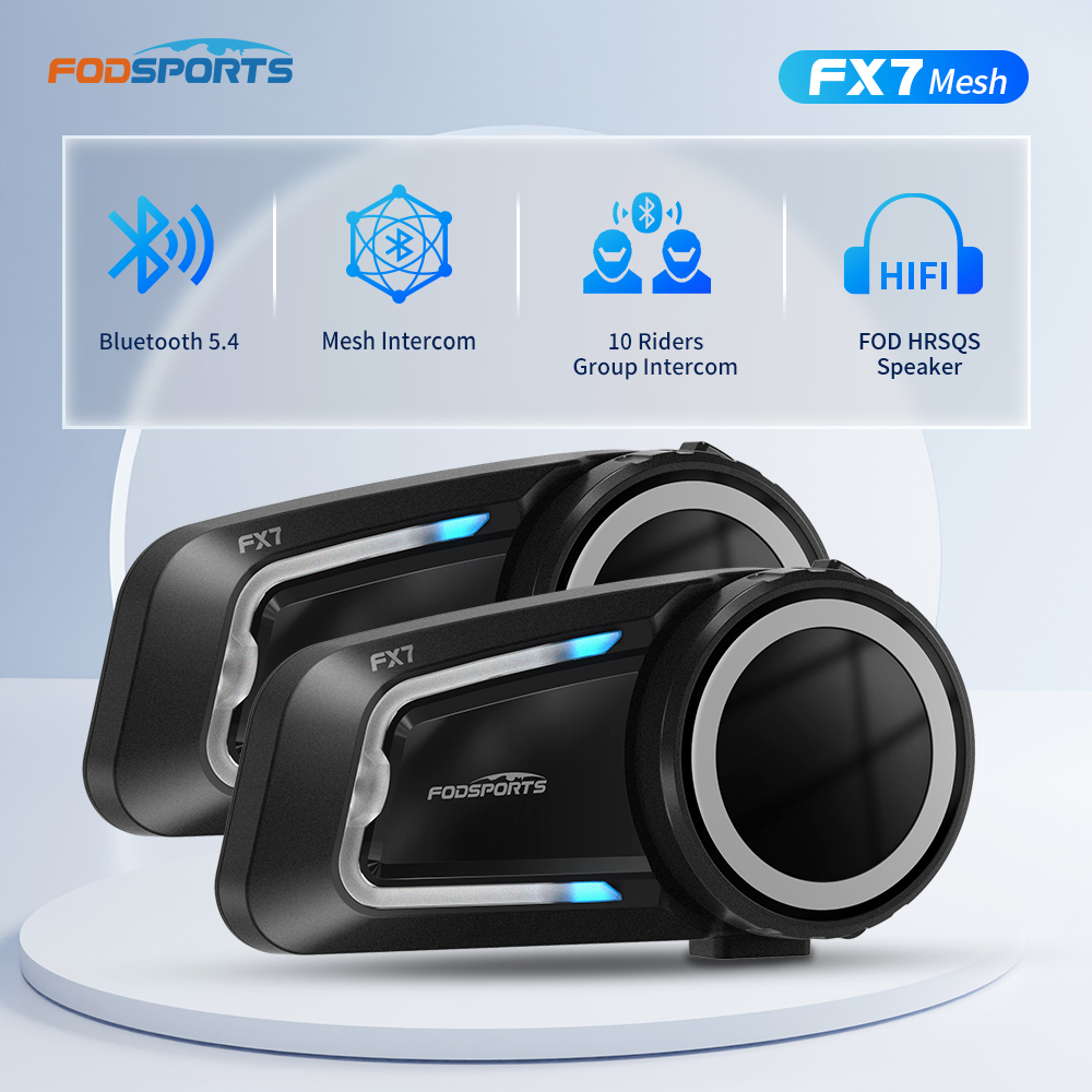 Motorcycle Intercom Mesh 2000M - 2 قطعة Fodsports FX7 دراجة نارية