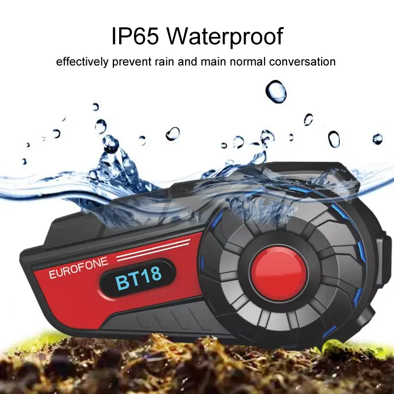 Helmet Bluetooth Headset Waterproof - نظام اتصال بلوتوث BT18 للدراجات النارية،