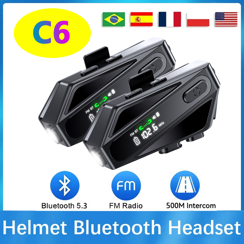 Bluetooth Headset Helmet 1000M - 1/2 قطعة C6 دراجة نارية خوذة