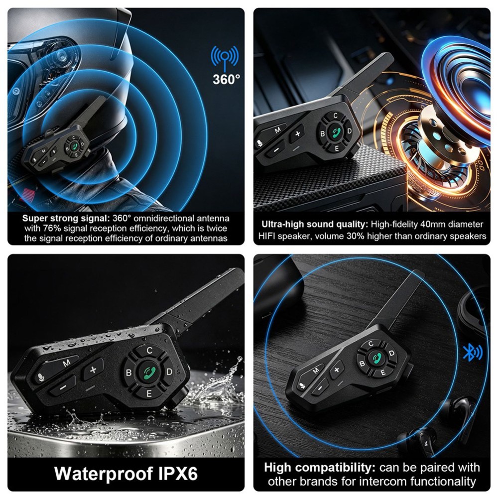 Motorcycle Helmet Intercom 6 Rider - سماعة رأس للدراجات النارية X6 بتقنية