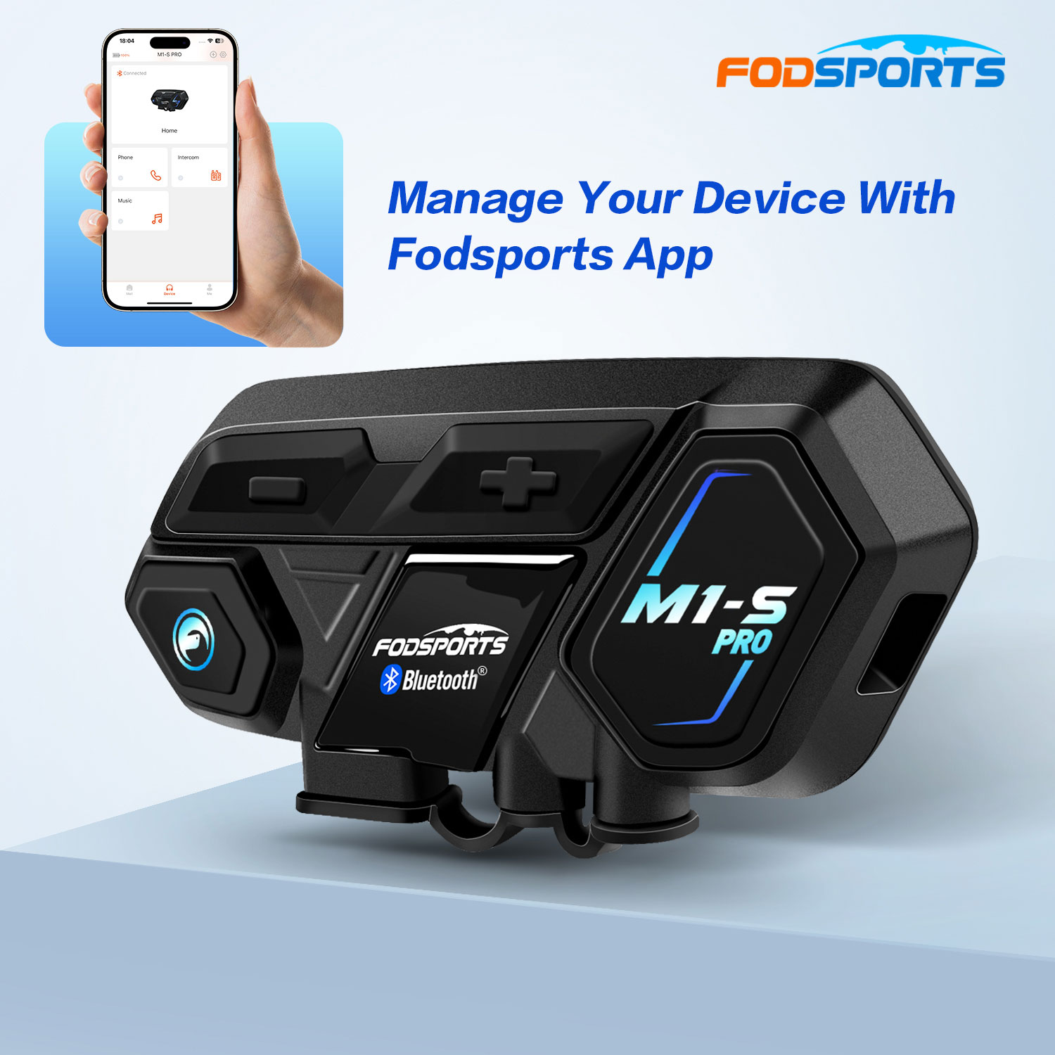 Motorcycle Intercom Mesh 2000M - فودسبورتس M1-S برو، سماعة بلوتوث للدراجات