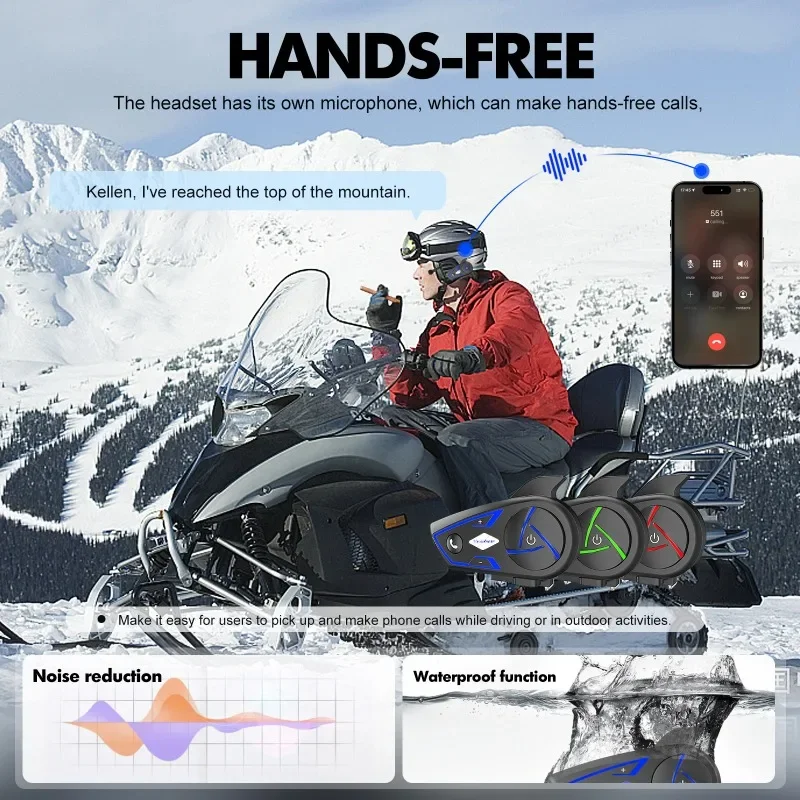 Helmet Bluetooth Headset Waterproof - سماعة رأس لاسلكية Houtonsen S3 للدراجات