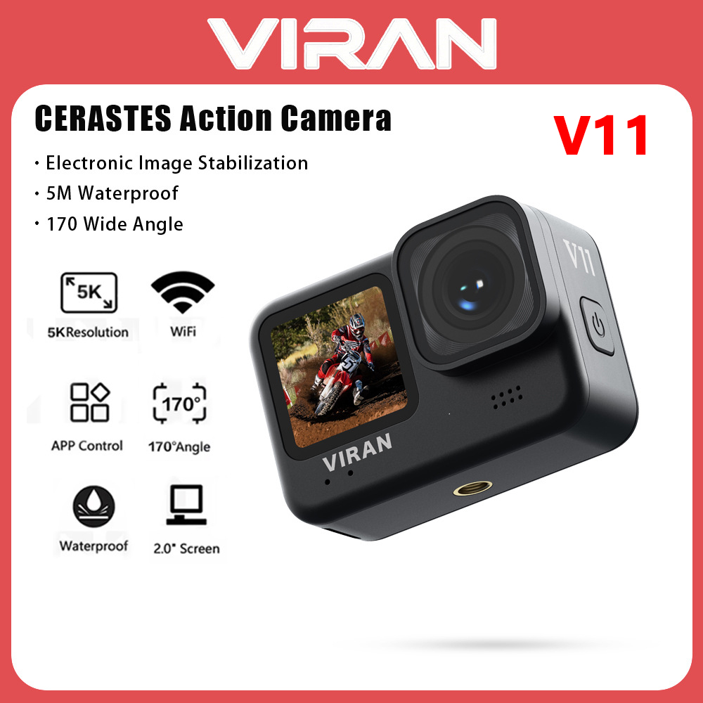 Helmet Communication System Camera - كاميرا أكشن VIRAN V11 بدقة 5K