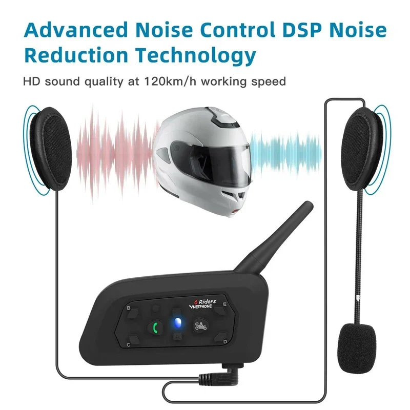 Vnetphone-خوذة دراجة نارية انت - مراجعة Motorcycle Helmet Intercom 6 Rider وسعره