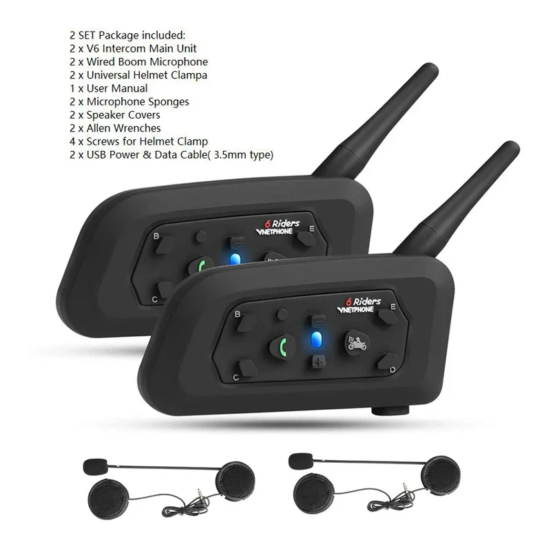 Vnetphone-خوذة دراجة نارية انت - مراجعة Motorcycle Helmet Intercom 6 Rider وسعره