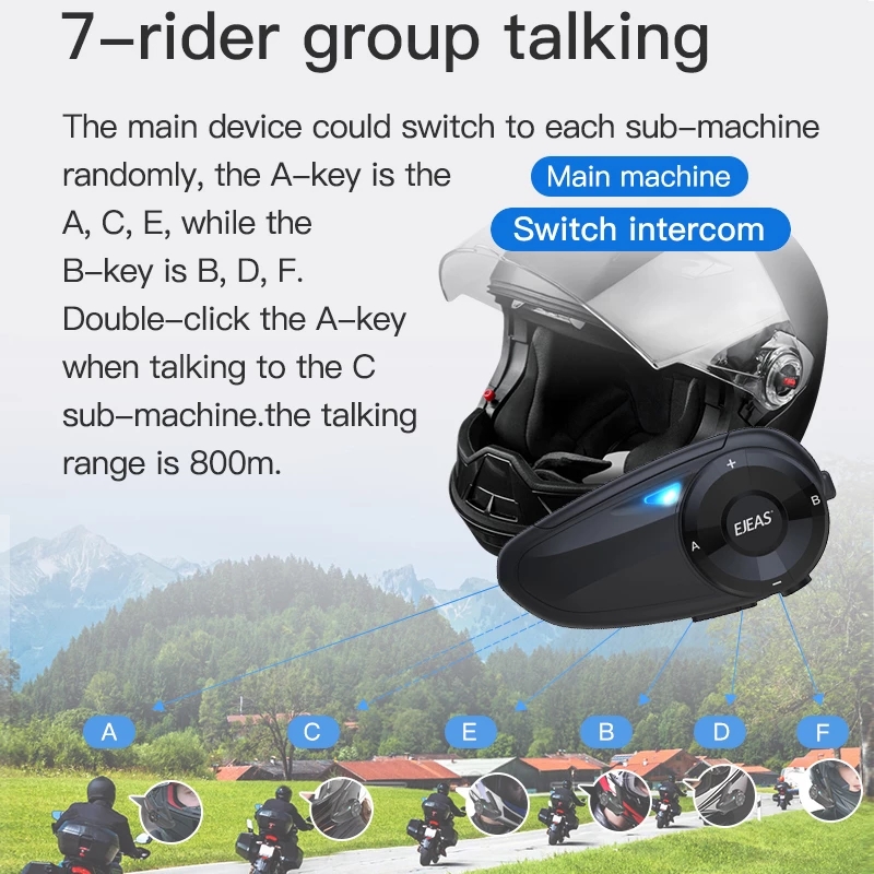 EJEAS Q7 دراجة نارية سماعة خوذ - مراجعة Motorcycle Helmet Intercom 6 Rider وسعره