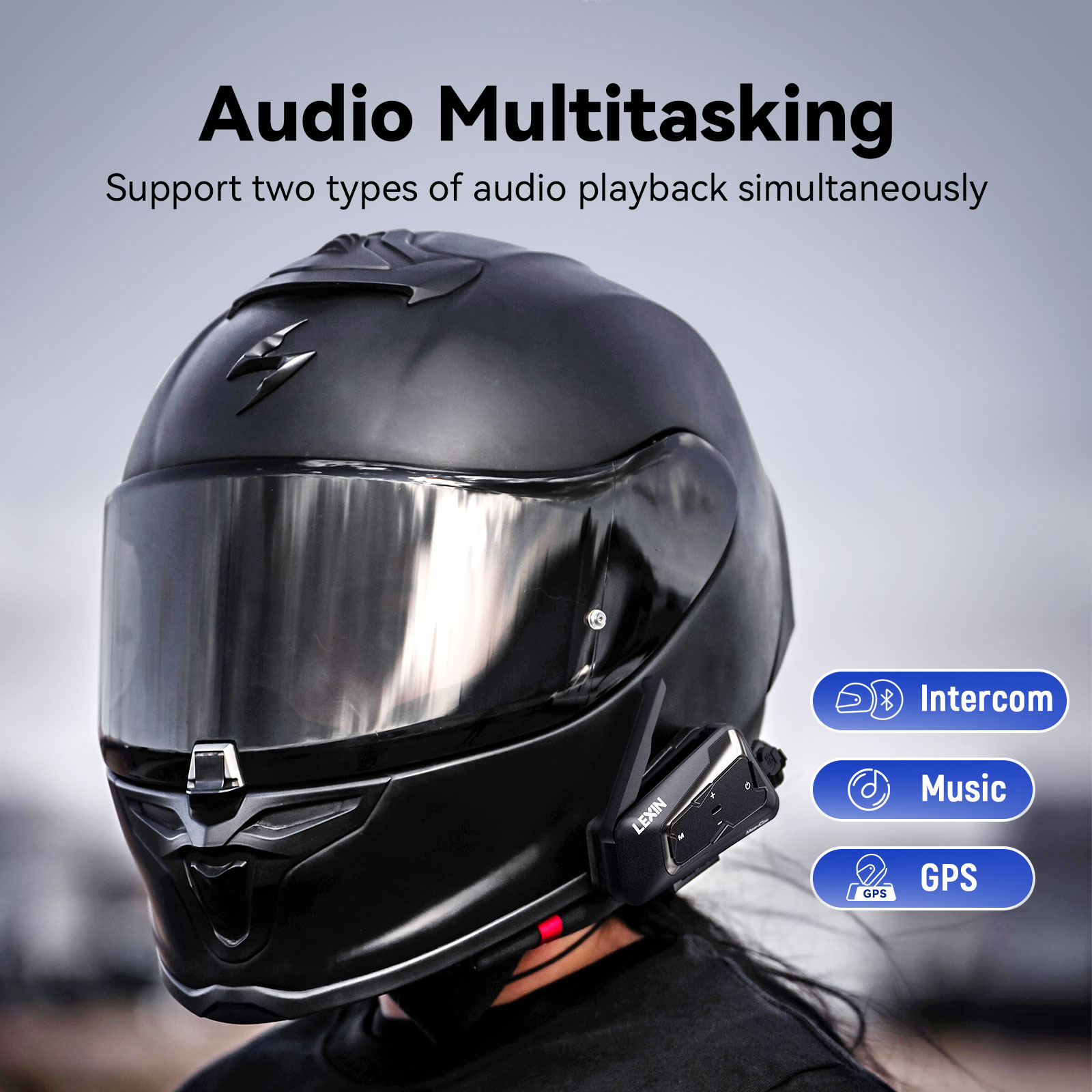 سماعة رأس بلوتوث من LEXIN-Mesh - مراجعة Motorcycle Helmet Intercom 6 Rider وسعره