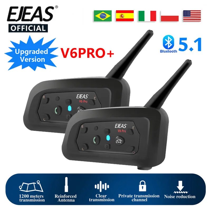هاتف داخلي مشغل موسيقى V5.1 مق - مراجعة Motorcycle Helmet Intercom 6 Rider وسعره