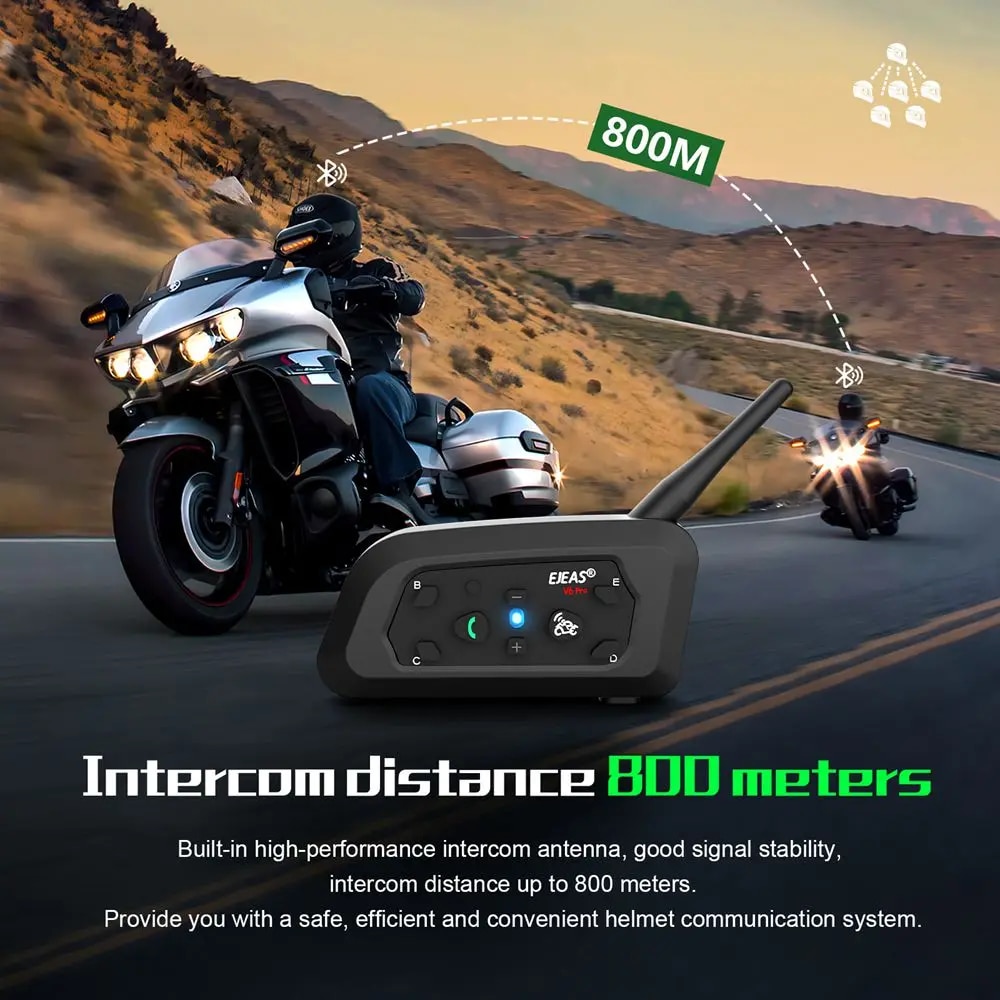 هاتف داخلي مشغل موسيقى V5.1 مق - مراجعة Motorcycle Helmet Intercom 6 Rider وسعره