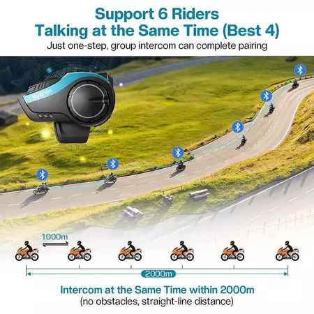 جهاز اتصال داخلي للدراجات النا - مراجعة Motorcycle Intercom Mesh 2000M وسعره