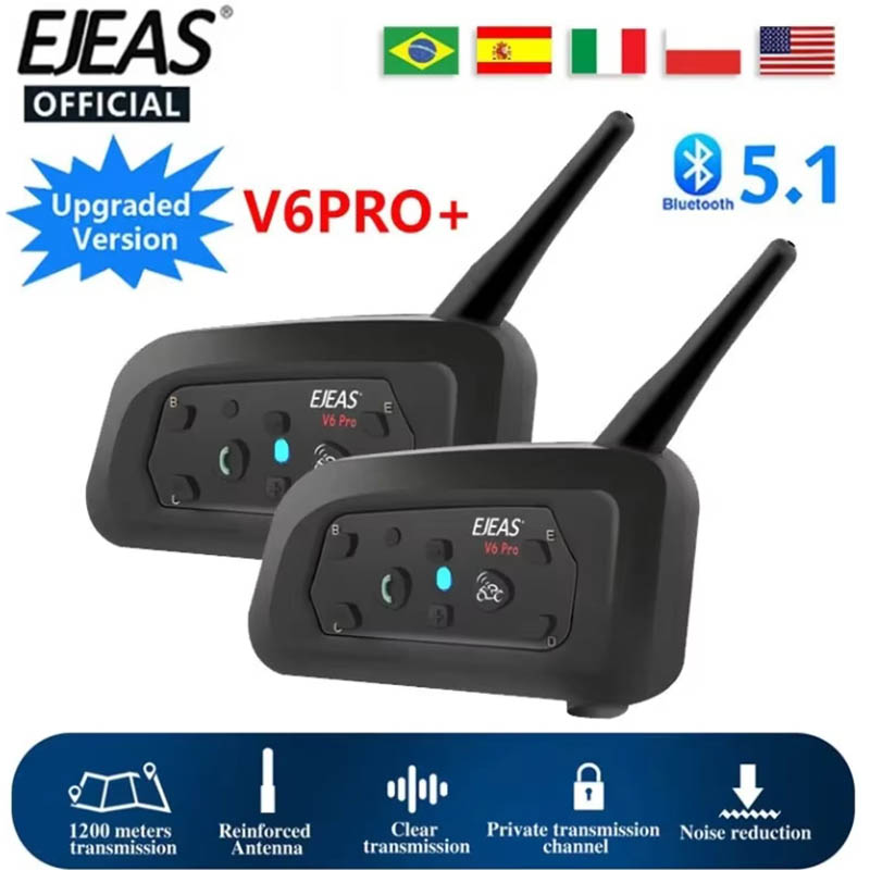 EJEAS 2 قطعة سماعة رأس بلوتوث  - مراجعة Motorcycle Helmet Intercom 6 Rider وسعره