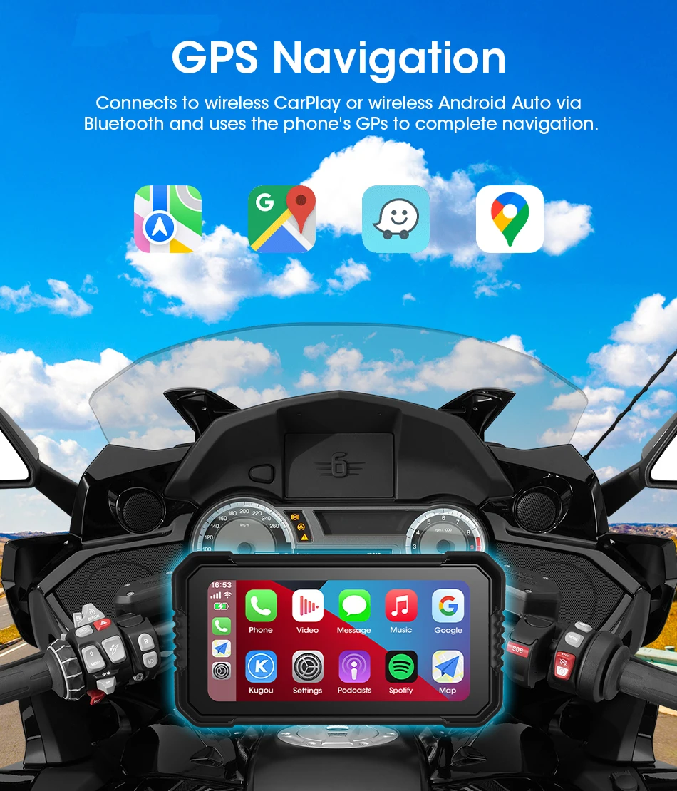 6.25 بوصة Carplay شاشة دراجة ن - مراجعة Motorcycle Gps Navigator Waterproof وسعره