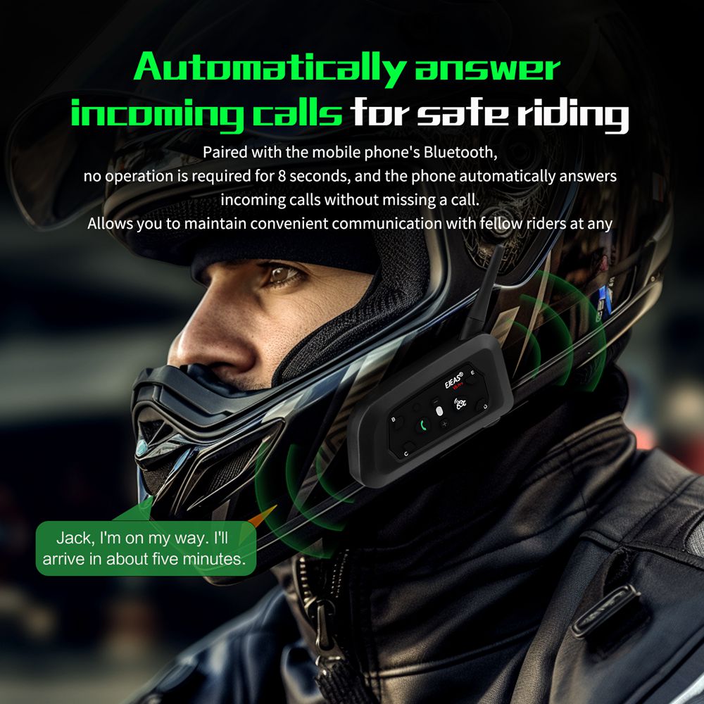 EJEAS-خوذة دراجة نارية مضادة ل - مراجعة Motorcycle Helmet Intercom 6 Rider وسعره