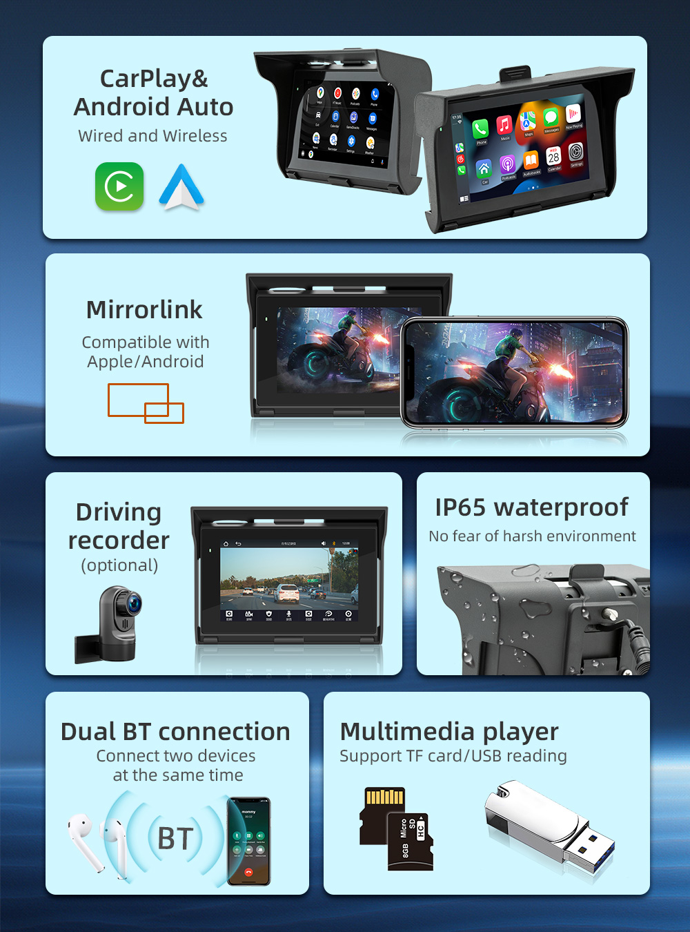 5 بوصة تعمل باللمس IP65 مقاوم  - مراجعة Motorcycle Gps Navigator Waterproof وسعره