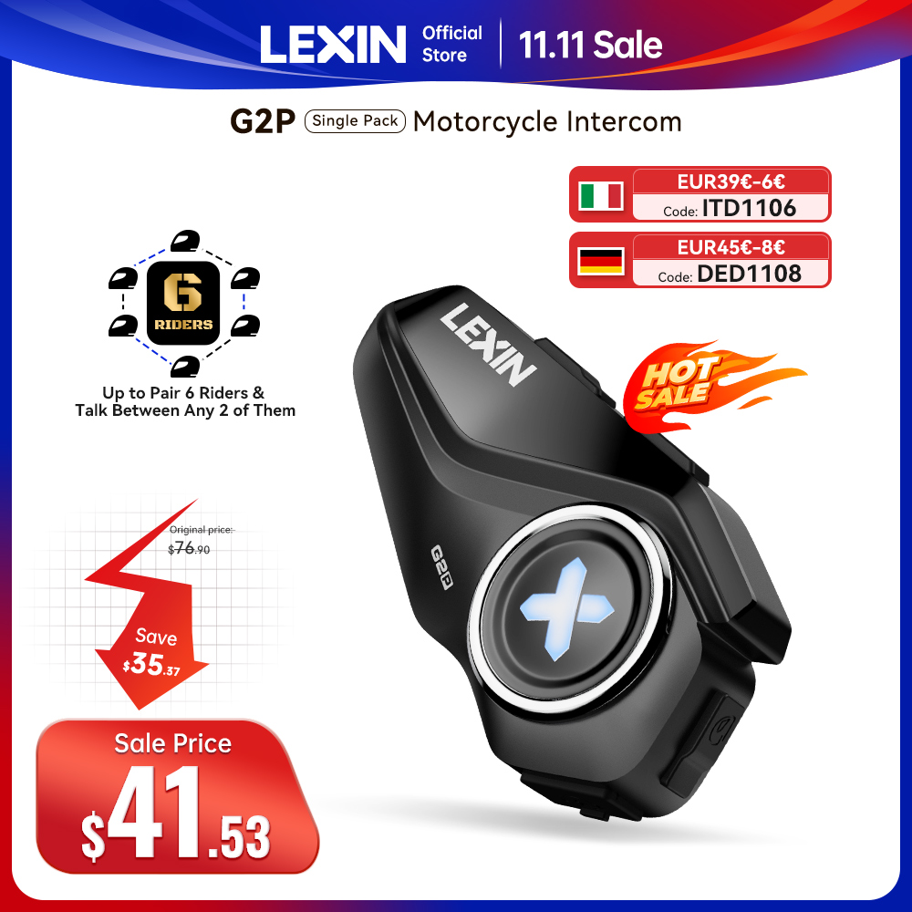 Lexin G2P دراجة نارية إنترفون  - مراجعة Motorcycle Helmet Intercom 6 Rider وسعره
