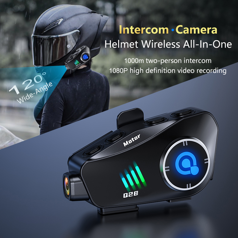 Q28 سماعة خوذة دراجة نارية بلو - مراجعة Helmet Communication System Camera وسعره