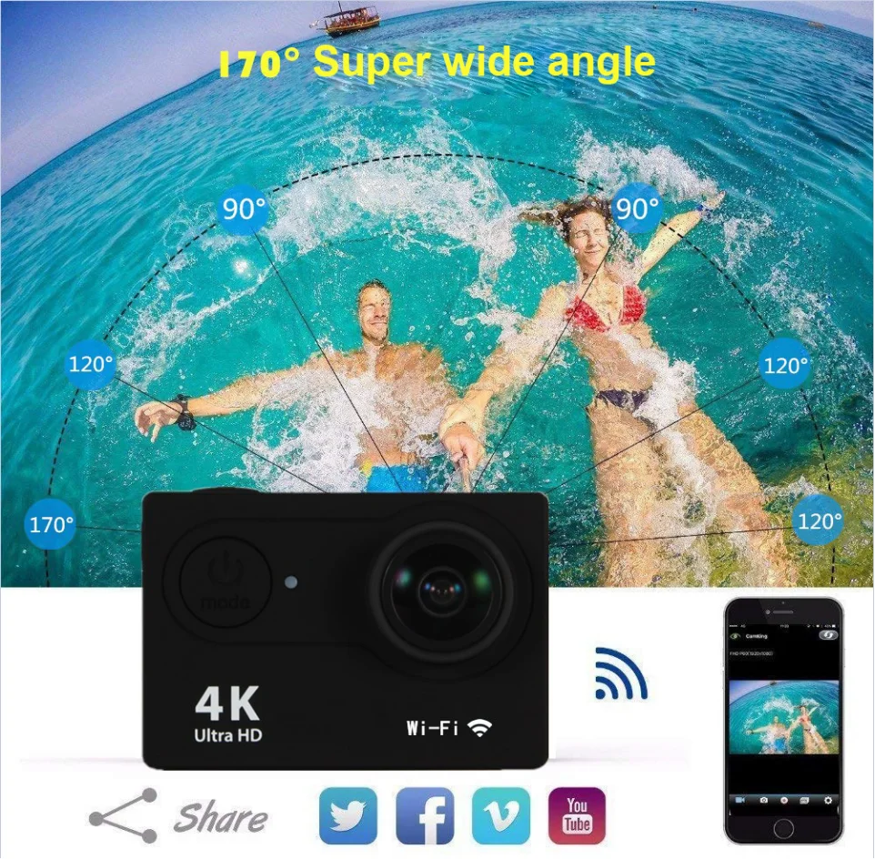 كاميرا الحركة 4K 1080P/30FPS W - مراجعة Helmet Camera 4K Wifi وسعره