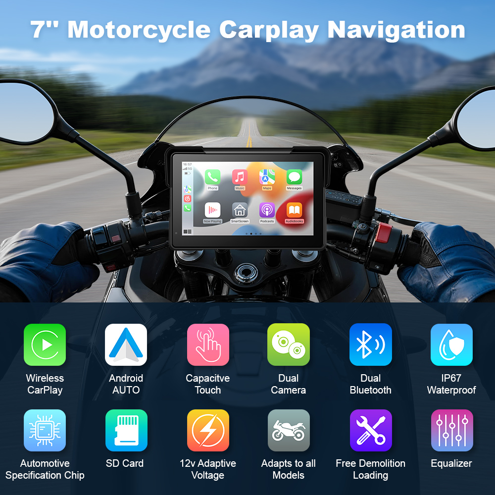 شاشة لمس 7 بوصة لنظام الملاحة  - مراجعة Motorcycle Gps Navigator Waterproof وسعره